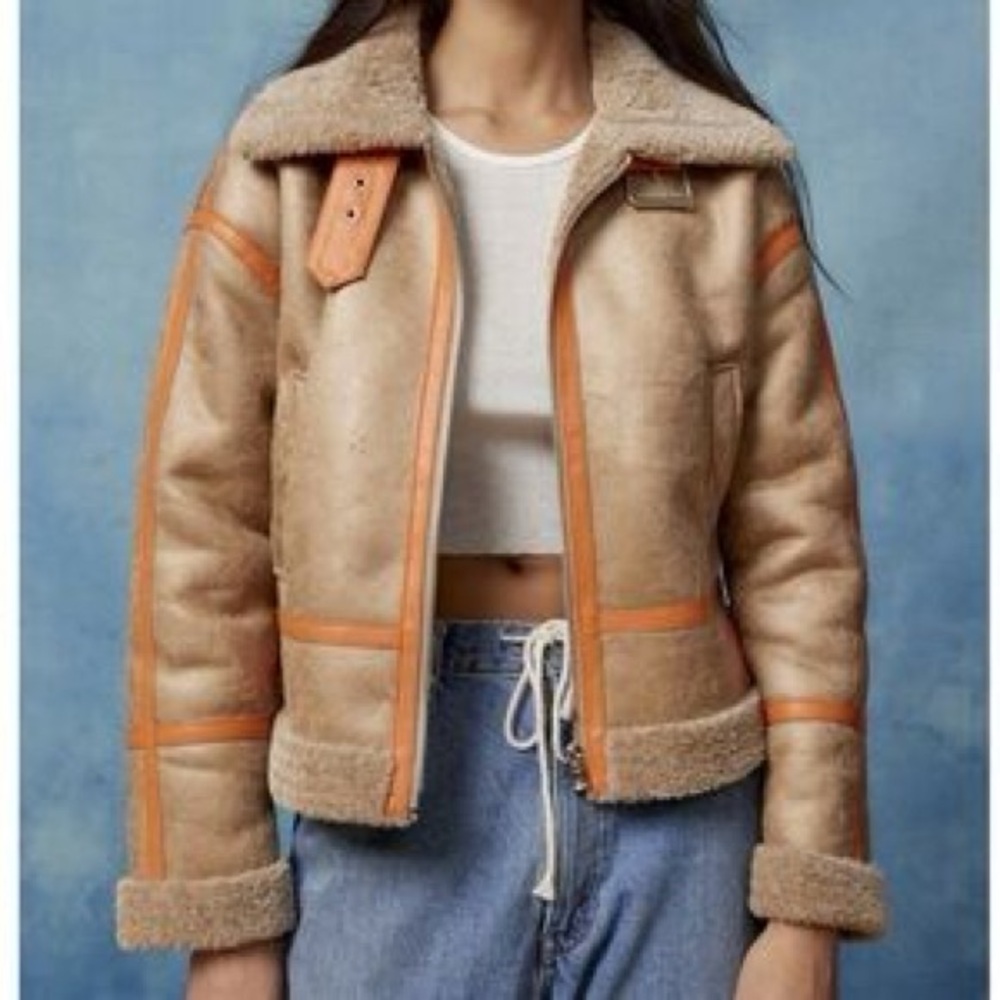 BDG Faux Leather  Warm Winter Sherpa Lined S Oversized Cut Women's Jacket
